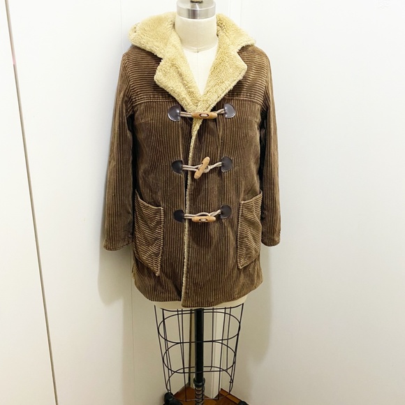 Hanasaki New York-ite 1970's Vintage Japanese Corduroy Hooded Toggle Jacket S - Picture 2 of 10